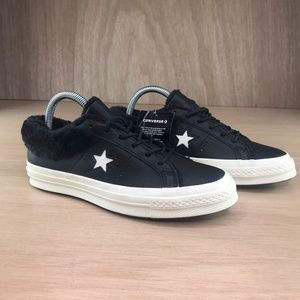 NEW Converse One Star Ox Leather Fur Collar